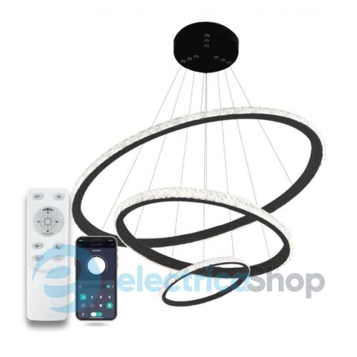 Подвесной светильник LUMINARIA JULIE 75W 3R APP 600х1100 BLACK/CLEAR 220V IP20 с пультом ДУ