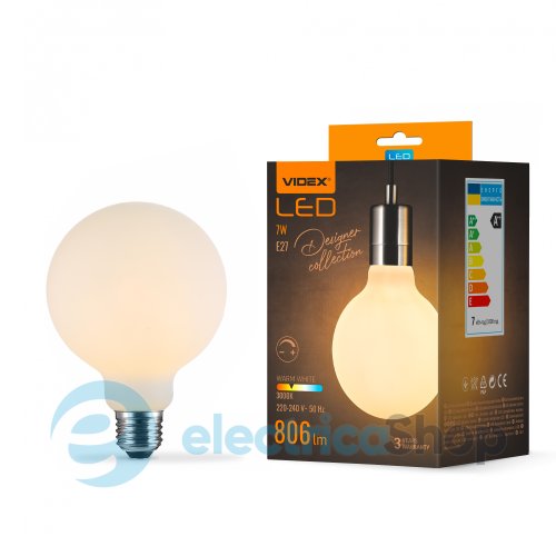 Светодиодная лампа VIDEX Filament VL-DG80MO 7W E27 3000K Porcelain dimmable