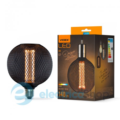Светодиодная лампа VIDEX Filament VL-DBMC125150 4W E27 1800K Black Chainmail style