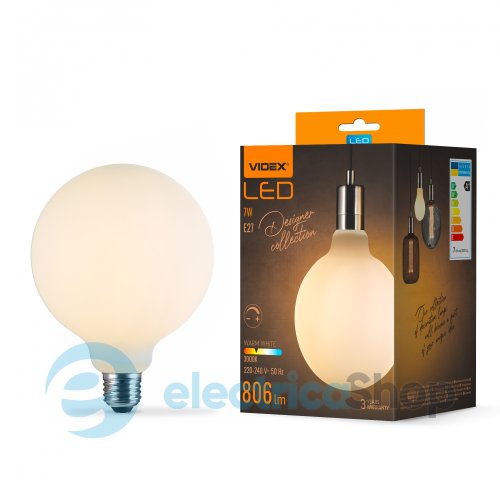 Светодиодная лампа VIDEX Filament VL-DG125MO 7W E27 3000K Porcelain dimmable