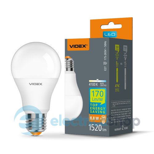 Светодиодная лампа VIDEX A60h 8.8W E27 4100K (28406)