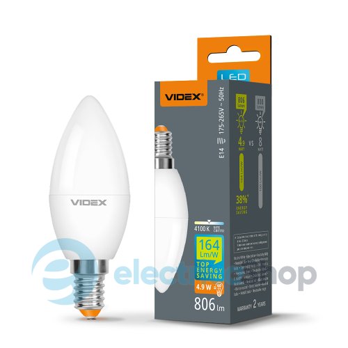 Светодиодная лампа VIDEX C37h 4.9W E14 4100K (28407)