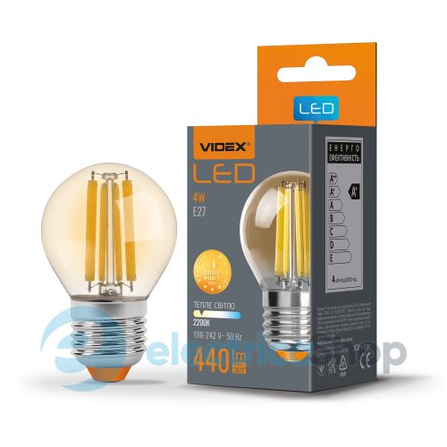 Светодиодная лампа VIDEX Filament G45FA 4W E27 2200K бронза (23690)