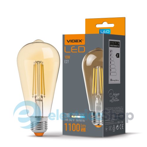 Світлодіодна лампа VIDEX Filament ST64FA 10W E27 2200K бронза (26629)