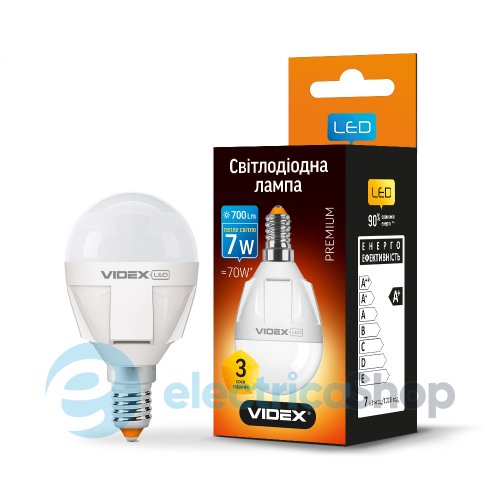 Светодиодная лампа VIDEX PREMIUM G45 7W E14 3000K (24009)