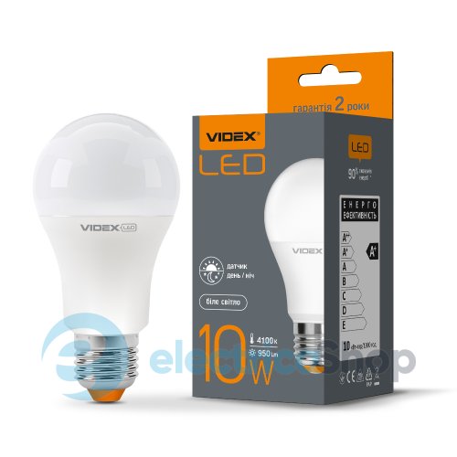 Сенсор Лампа LED VIDEX A60e 10W E27 4100K с сенсором освещенности (25757)
