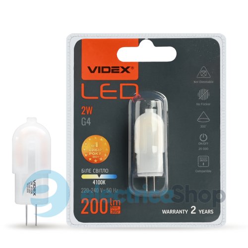 Світлодіодна лампа VIDEX G4e 2W G4 4100K (24632)