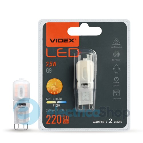 Светодиодная лампа VIDEX G9e 2.5W G9 4100K (24634)