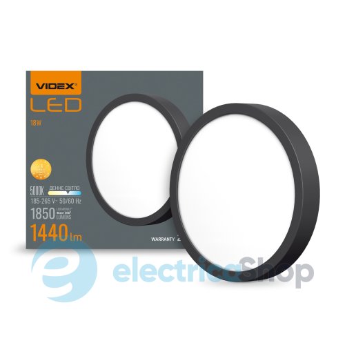 LED Светильник круглый накладной VIDEX 18W 5000K Black