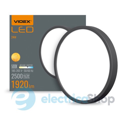 LED Светильник круглый накладной VIDEX 24W 5000K Black