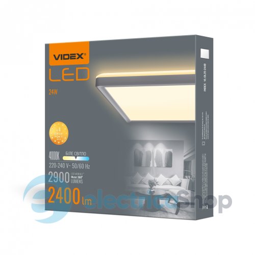 LED світильник з декоративною підсвіткою квадратний VIDEX DL3S 24W 4000K Білий (27854)