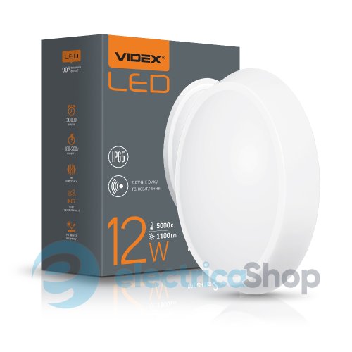 LED світильник IP65 овальний VIDEX 12W 5000K білий сенсорний (24852)