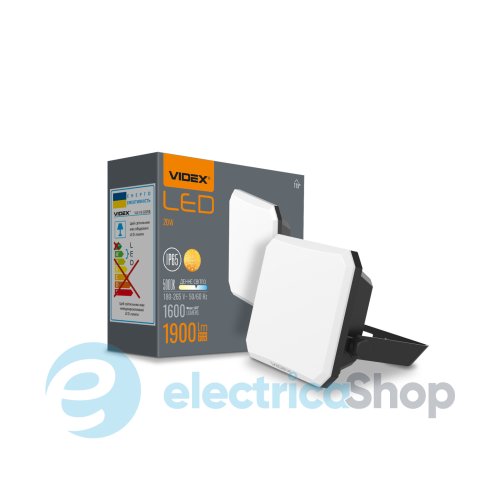 LED прожектор VIDEX F3 20W 5000K 220V Black VLE-F3-0205B