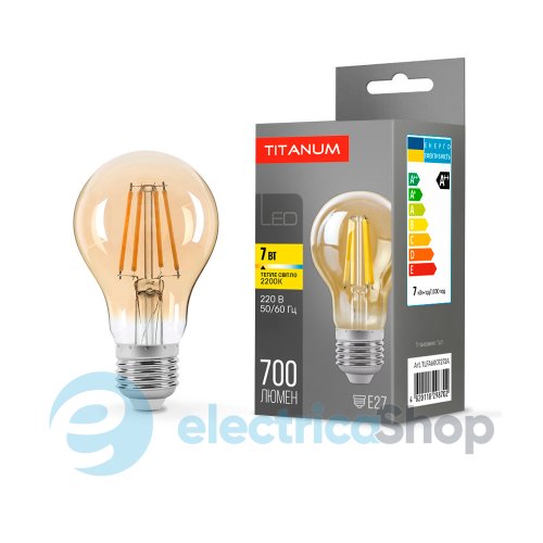 Светодиодная лампа TITANUM Filament A60 7W E27 2200K бронза