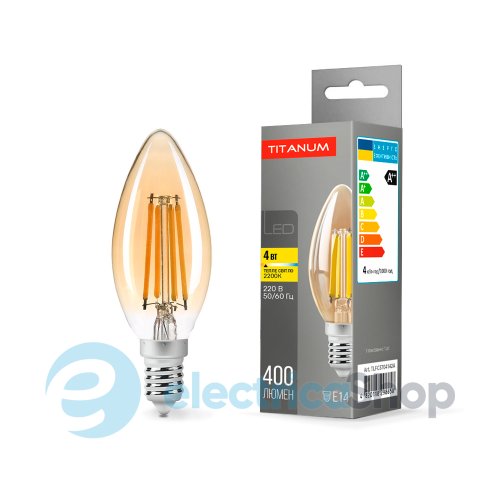 Светодиодная лампа TITANUM Filament C37 4W E14 2200K бронза