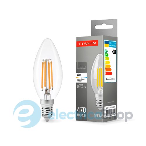 Светодиодная лампа TITANUM Filament C37 4W E14 4100K