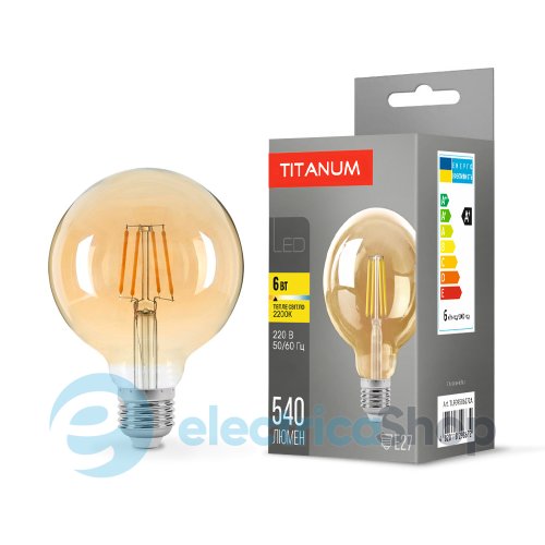 Светодиодная лампа TITANUM Filament G95 6W E27 2200K бронза