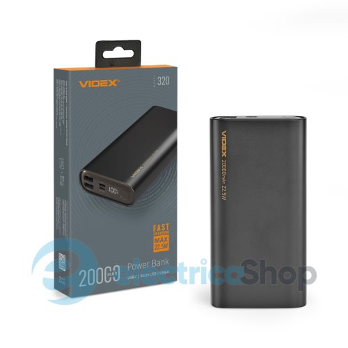 Повербанк 20000mAh VIDEX VPB-320 22.5W Black