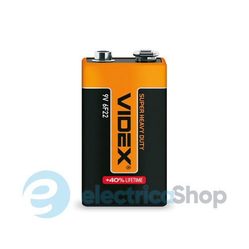 Батарейка солевая Videx 6F22/9V (Крона) 1шт SHRINK