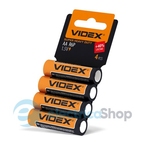 Батарейка солевая Videx R6P/AA 4шт SHRINK CARD