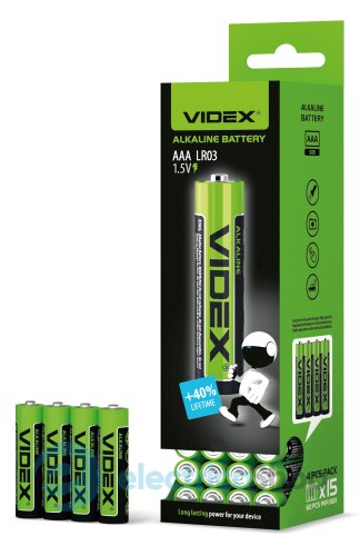 Батарейка щелочная Videx LR03/AAA 4шт SHRINK