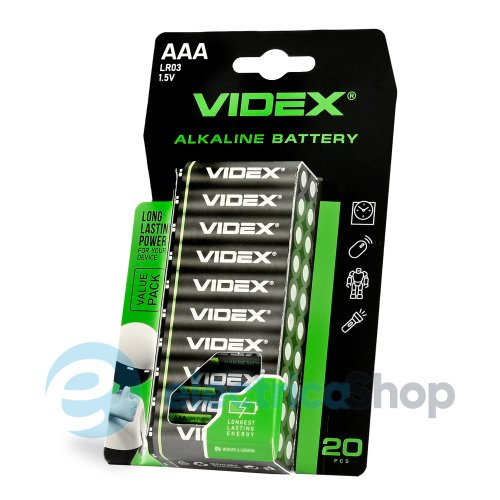 Батарейка щелочная VIDEX LR03/AAA 20шт BLISTER