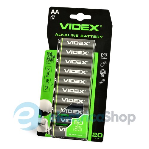 Батарейка щелочная VIDEX LR6/AA 20шт BLISTER
