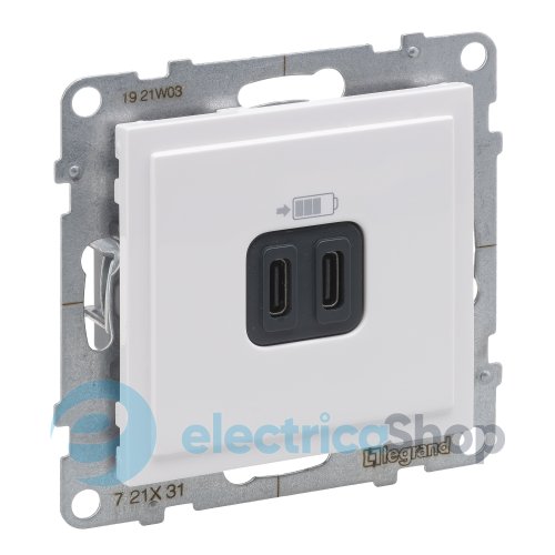 Розетка для зарядки USB С+C 15Вт/5V для серии SUNO Legrand 721131 белый