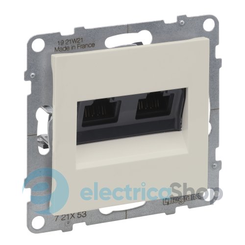 Розетка компьютерна 2-а RJ45 CAT6/UTP для серії SUNO Legrand 721253 слонова кістка