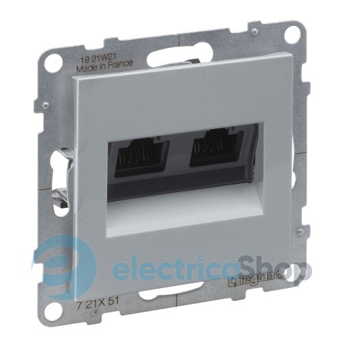 Розетка компьютерна 2-а RJ45 Cat5E/UTP для серії SUNO Legrand 721351 алюміній