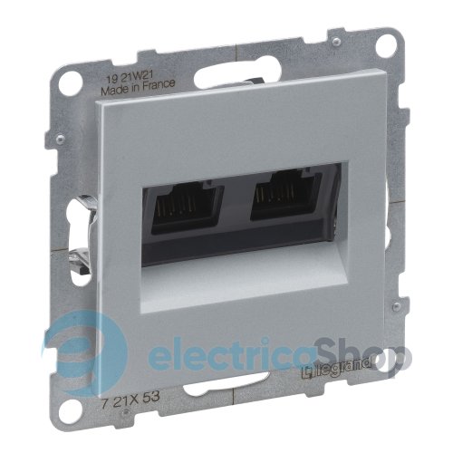 Розетка компьютерная 2-я RJ45 CAT6/UTP для серии SUNO Legrand 721353 алюминий