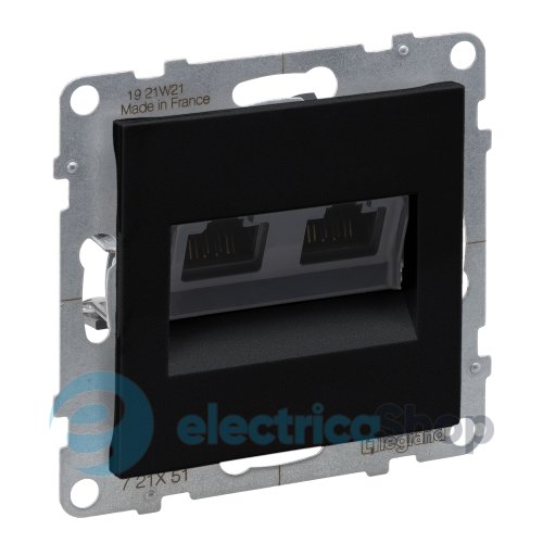 Розетка компьютерная 2-я RJ45 Cat5E/UTP для серии SUNO Legrand 721451 черный
