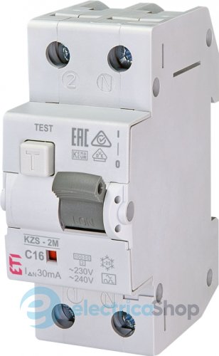 Дифавтомат 1P+N, C, 16/0,03 тип A, 10kA, KZS-2M ETI (2173224)