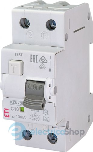 Дифавтомат 1P+N, C, 10/0,01 тип A, 10kA, KZS-2M ETI (2173232)