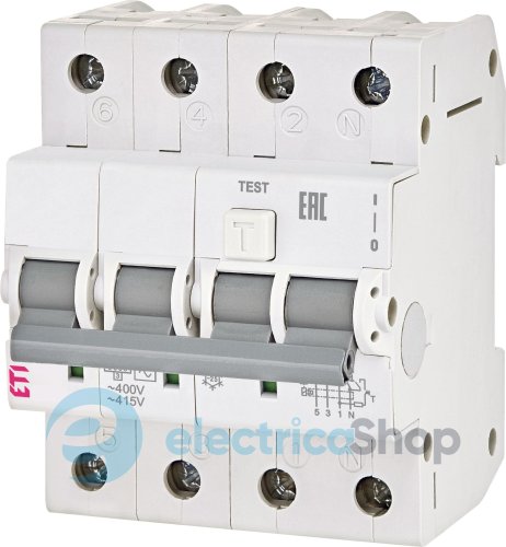 Дифавтомат KZS-4M 3p+N, B, 25/0,03 тип AC, 6kA, ETI 2174006