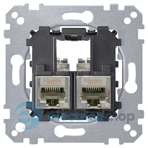 Механизм компьютерной розетки 2xRJ45 кат. 6е, STP Merten MEG4576-0022