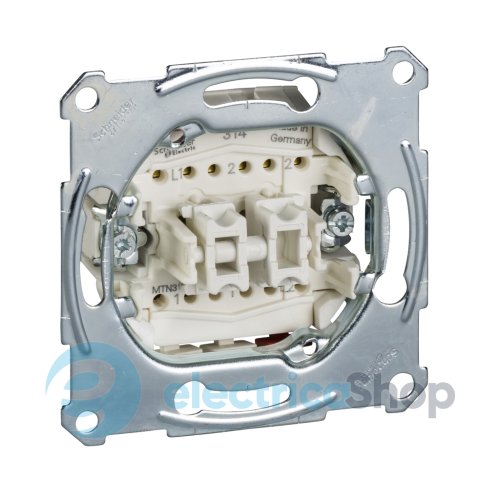 Механизм кнопочного переключателя 2-кл. проходной 10АX/250V (автомат. клеми) Merten MEG3159-0000