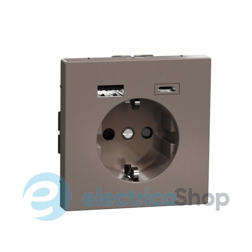 Розетка з/к (16А) з USB A+C (3A) Merten D-Life, Мокко