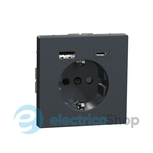 Розетка з/к (16А) и USB A+C (3A) Merten D-Life, Антрацит