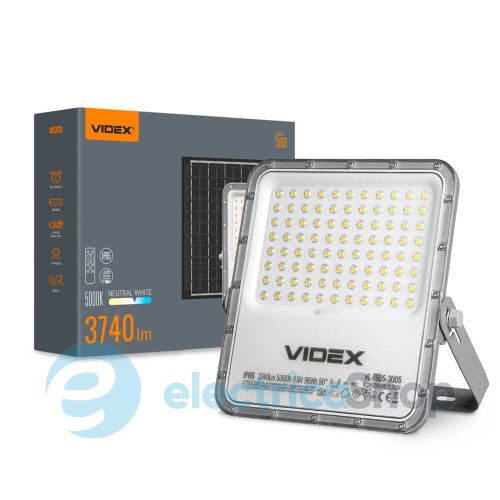 LED прожектор автономний VIDEX 3740Lm 5000K (VL-FSO5-3005)
