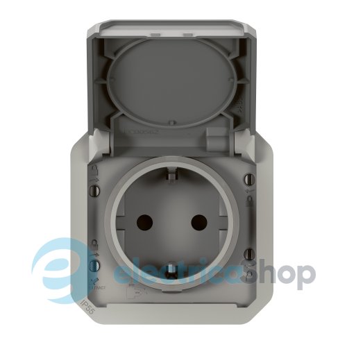 Розетка 2К+З 16А/250В з автом. клем. мех-м. Legrand Plexo New 069570L колір сірий
