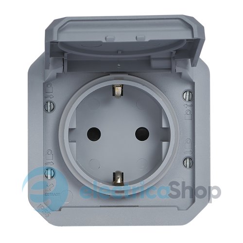Розетка 2К+З 16А/250В з гвин. клем. мех-м. Legrand Plexo New 069571L колір сірий