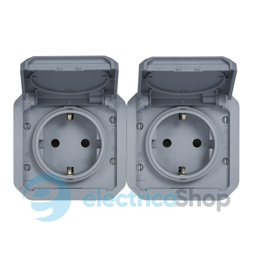 Розетка 2х2К+З 16А/250В гориз. мех-м. Legrand Plexo New 069576L колір сірий