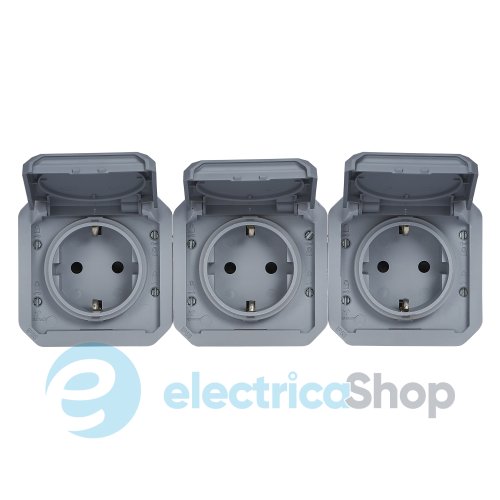 Розетка 3х2К+З 16А/250В гориз. мех-м. Legrand Plexo New 069578L колір сірий