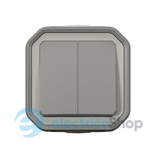 Перемикач/кнопка 2-кл. 10А/250В накл. Legrand Plexo New 069715L колір сірий