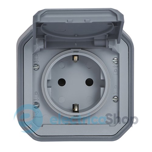 Розетка 2К+З 16А/250В из вин. клемм. накл. Legrand Plexo New 069733L серый цвет