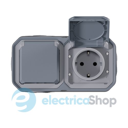 Розетка 2х2К+З 16А/250В накл. гориз. Legrand Plexo New 069742L серый цвет