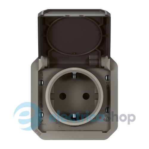 Розетка 2К+З 16А/250В с автом. клемм. мех-м. Legrand Plexo New 069871L цвет антрацит