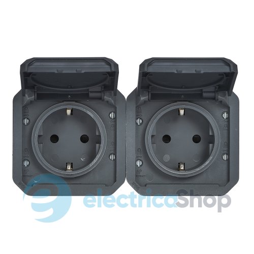 Розетка 2х2К+З 16А/250В гориз. мех-м. Legrand Plexo New 069879L цвет антрацит