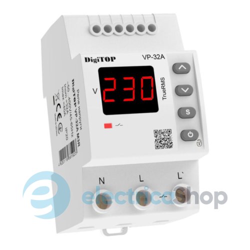 Реле напряжения 1ф. 32A VP-32A M3R V-protector DigiTOP 4820118381923